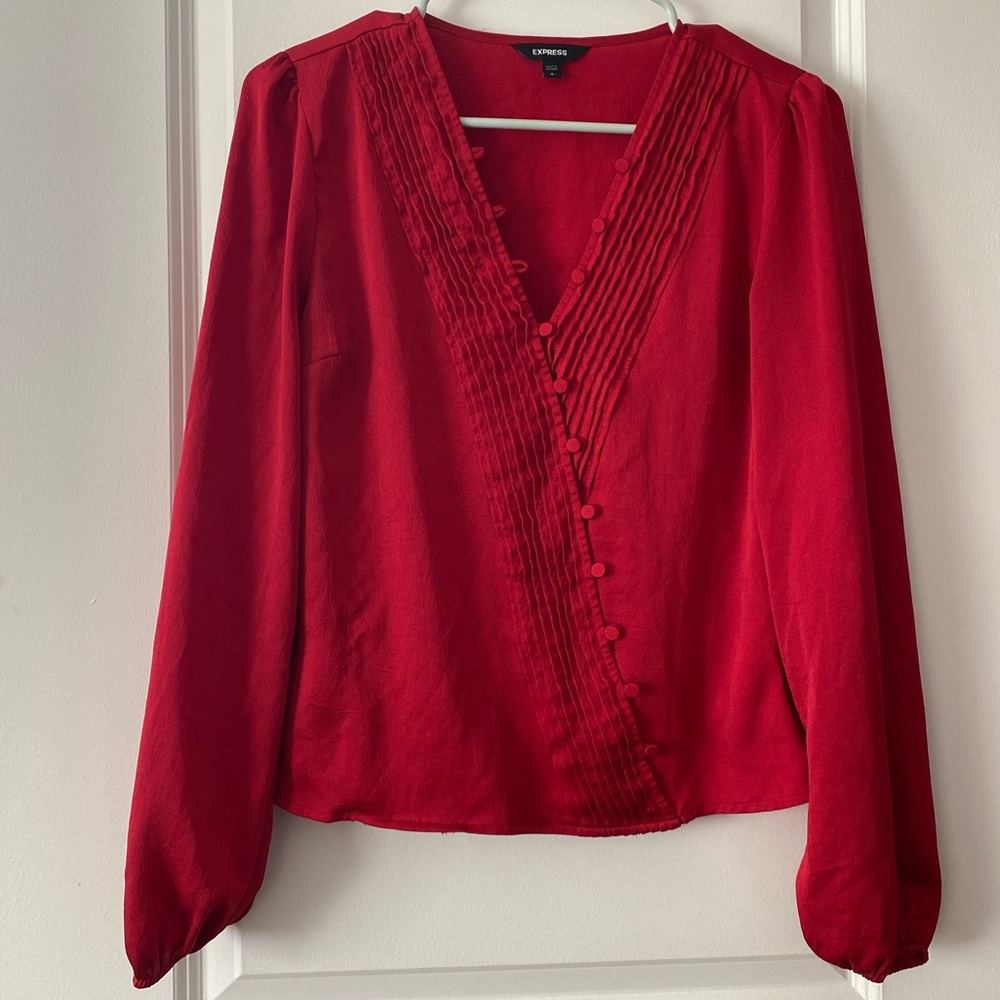 Express Button up Red Blouse Size: Small